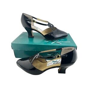 Vtg Ros Hommerson Women’s 7W Black Lacy Patent Leather Spool Heels Y2K Witchy